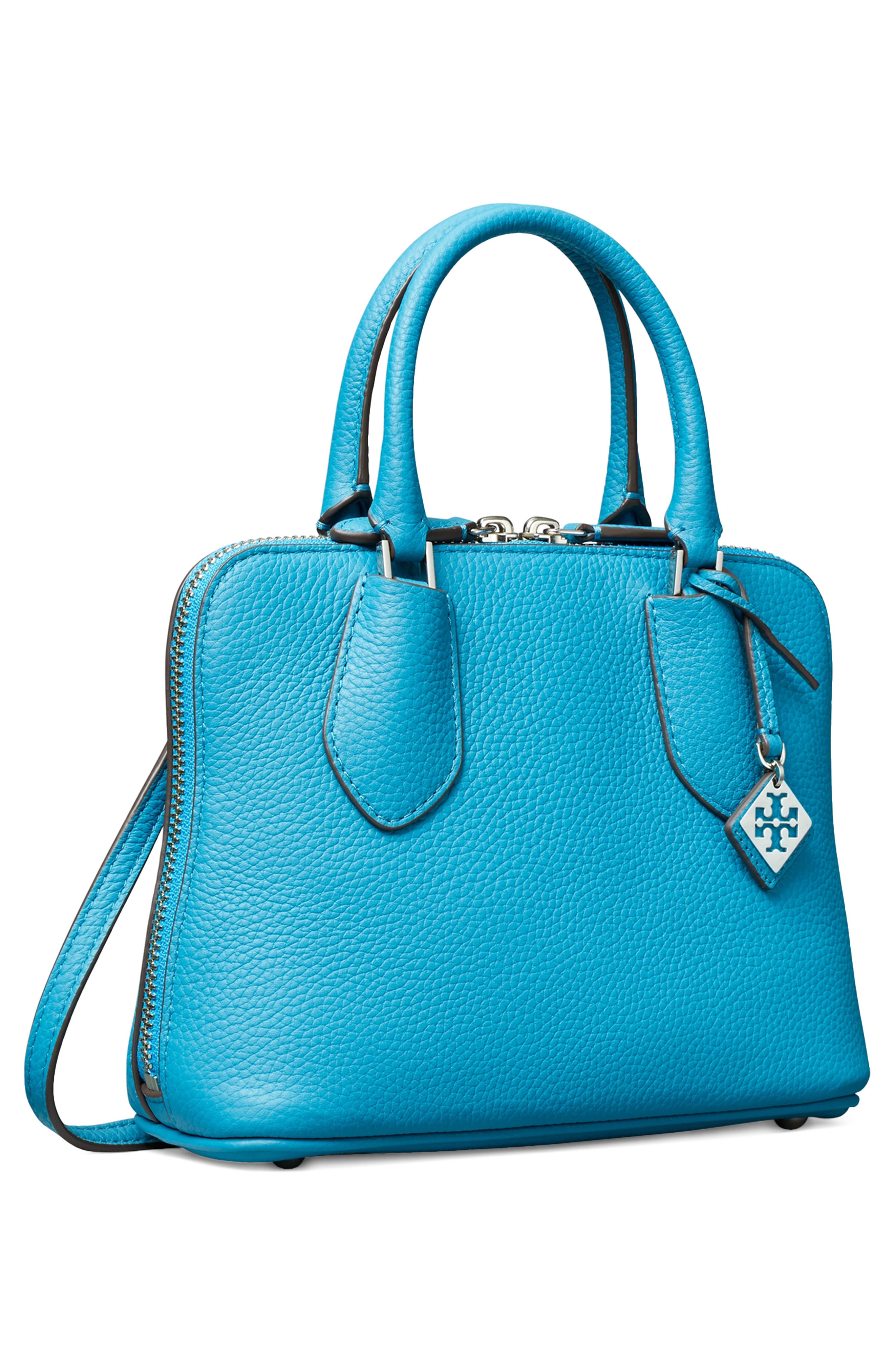 Tory Burch Mini Leather Swing Crossbody Bag, Alternate, color, Cerulean
