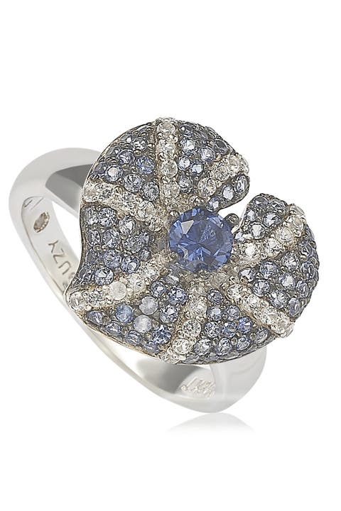Sterling Silver Sapphire & Diamond Accent Whimsical Heart Ring