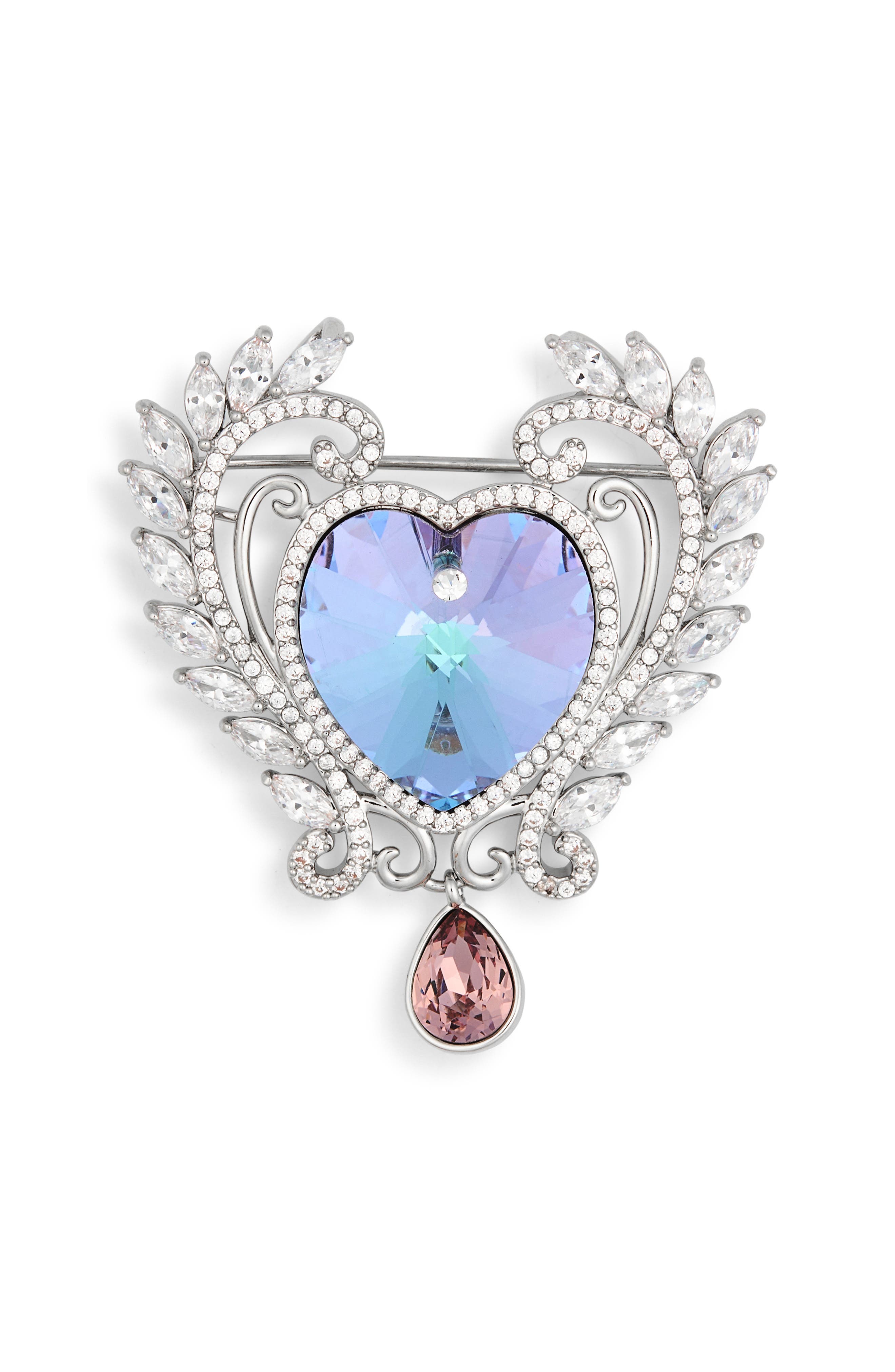Audrey Cubic Zirconia Laurel Heart Brooch