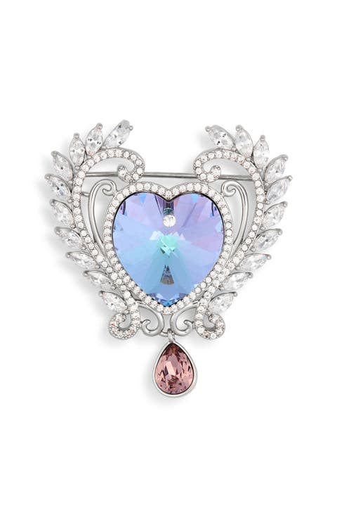 Audrey Cubic Zirconia Laurel Heart Brooch
