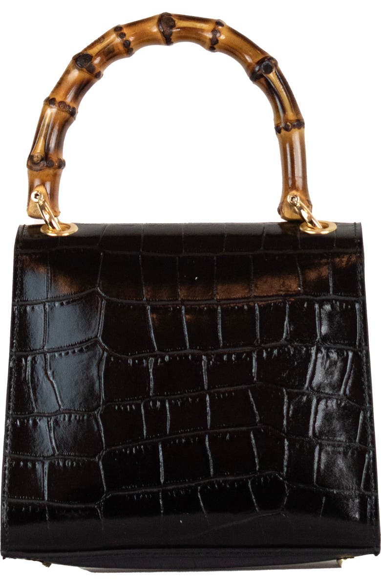 Persaman New York Ellie Croc Embossed Top Handle Bag, Alternate, color, Black