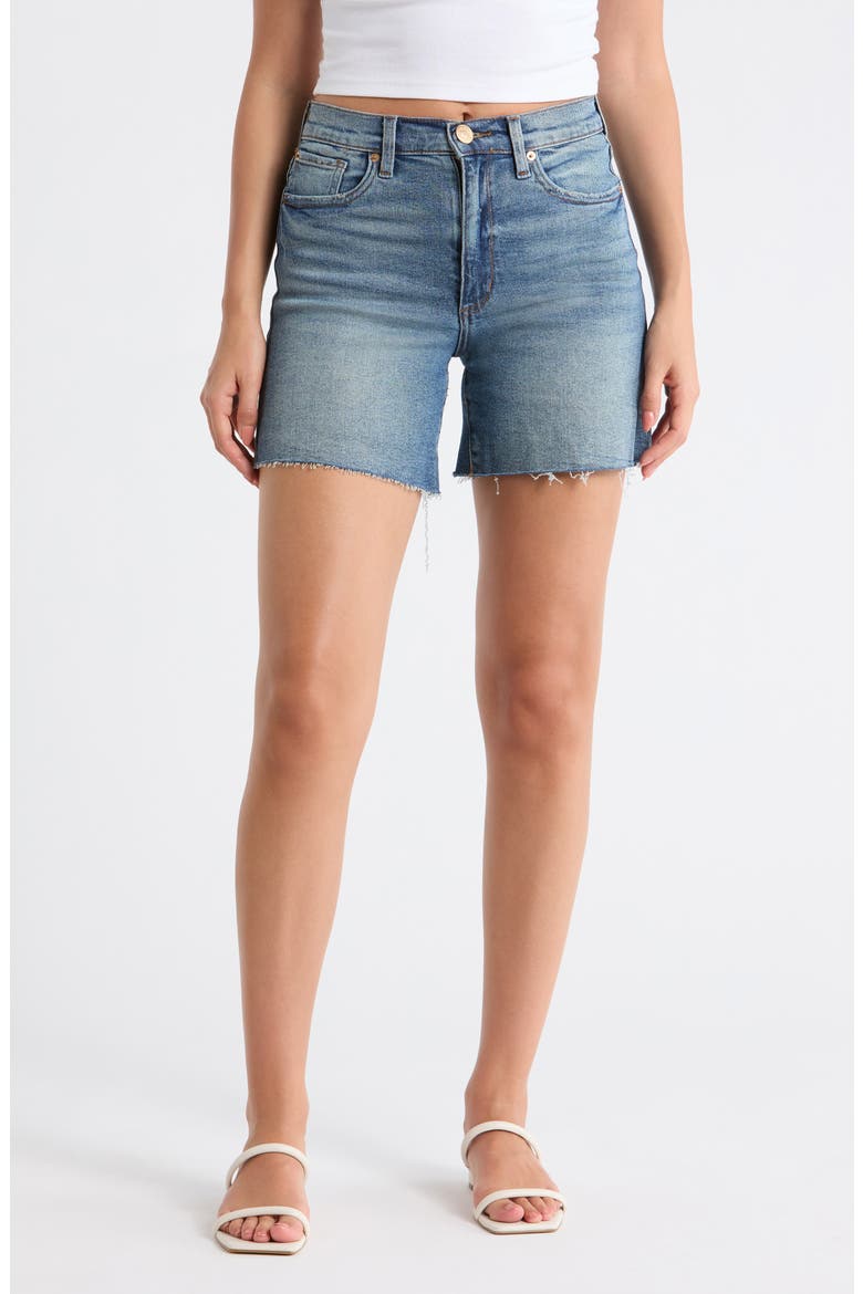 Layne High Rise Raw Hem Shorts, Main, color, KONA