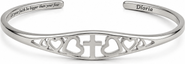 DLORIA Cross and Heart Faith Engraved Adjustable Cuff Bracelet Let your faith be bigger than your fear