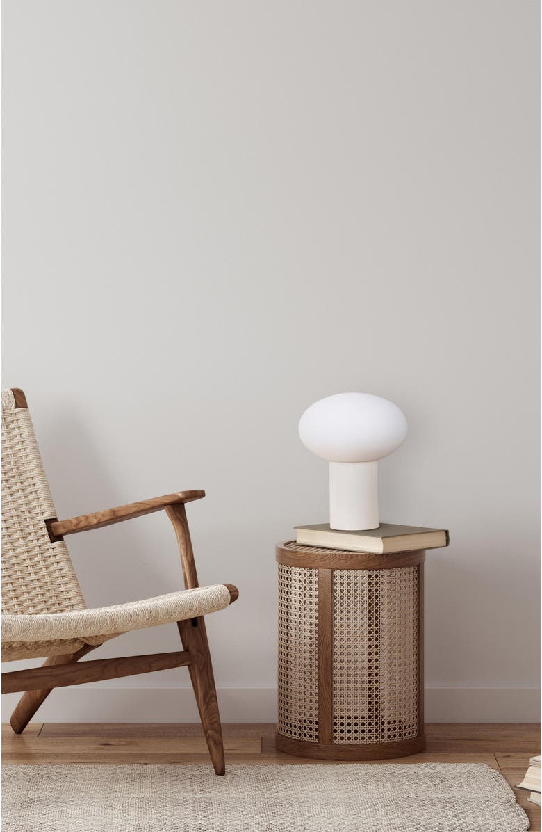 Brightech Ivy 9.5" Modern LED Table Lamp with Oval Frosted Glass Shade and Phone Charging USB-C Port, Alternate, color, Cream