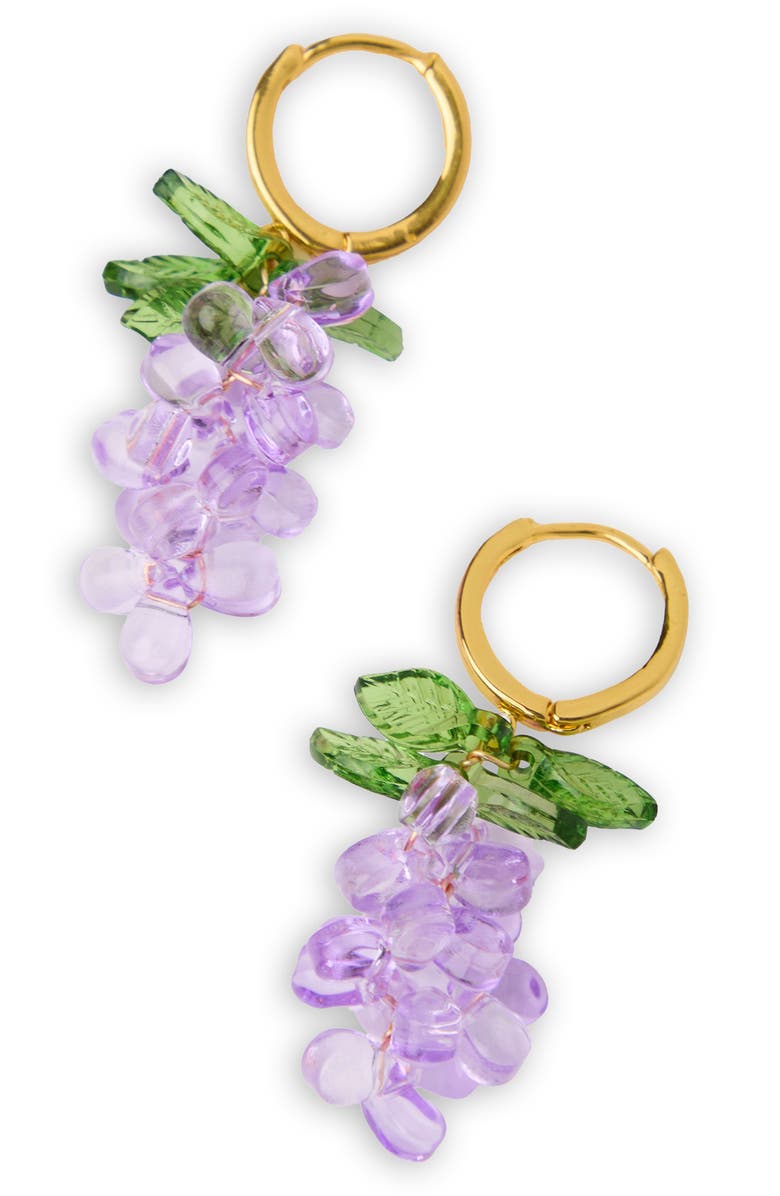 SAACHI Grape Cluster Huggie Earrings, Alternate, color, Purple