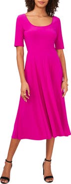 Chaus Elbow Sleeve Fit & Flare Knit Midi Dress