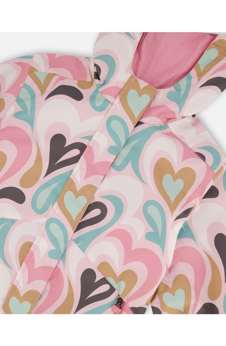 Deux par Deux Girl's 3-In-1 Mid-Season Outerwear Set With Printed Jacket Light Pink And Beige Pant, Alternate, color, 