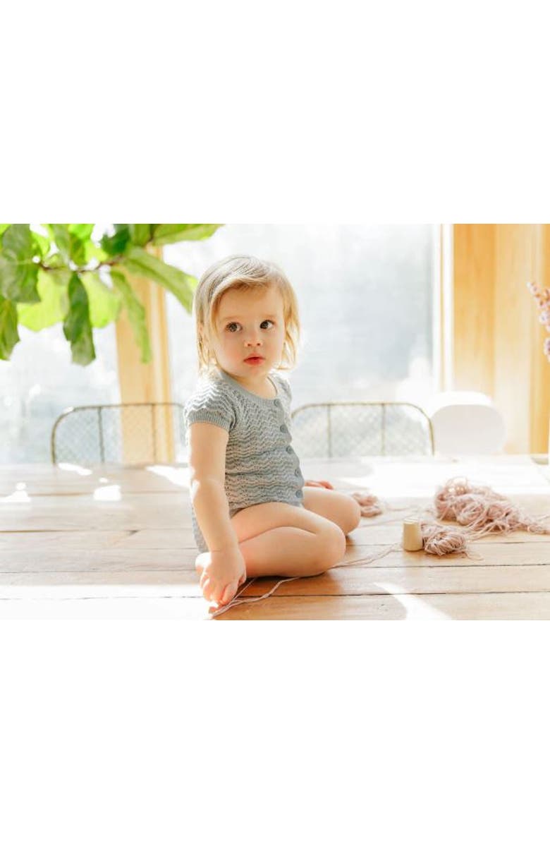 Ely's & Co. Looms Wave Collection - Knit Pointelle Short Sleeve Romper, Alternate, color, Blue