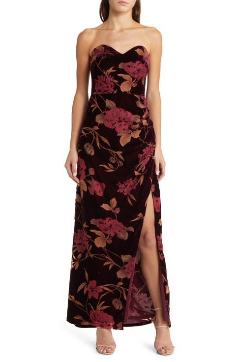 Velvet Floral Dresses for Women