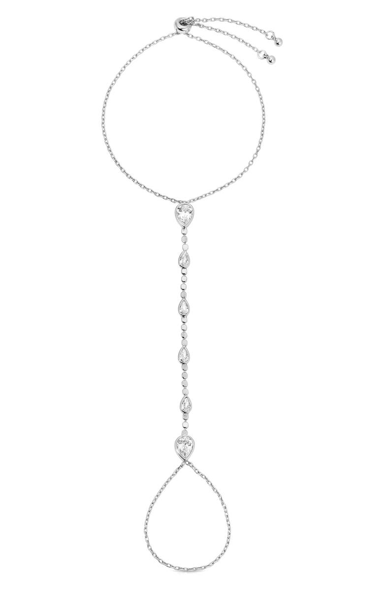 Ettika Aphrodite Cubic Zirconia Hand Chain, Main, color, Silver