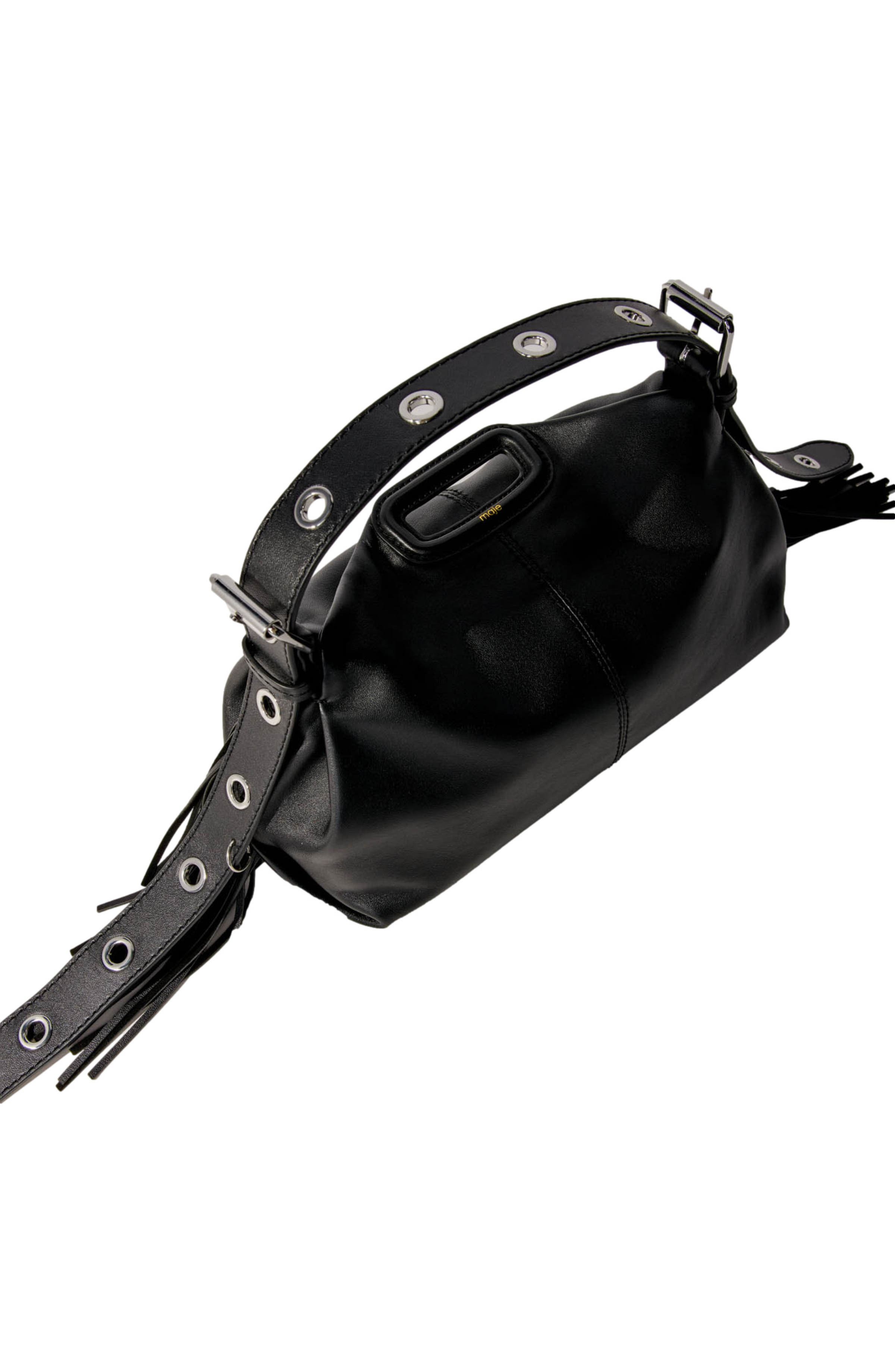 maje Smooth leather Miss M bag, Alternate, color, Black
