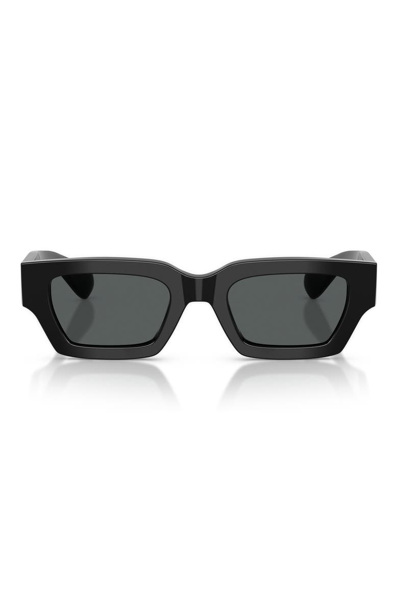 50mm Jil Sander Edition 6 Rectangular Sunglasses, Main, color, BLACK / CARBON GREY
