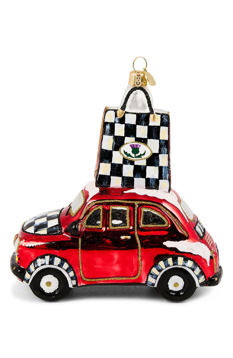 MACKENZIE CHILDS Check it Out Car Glass Ornament, Alternate, color, Red