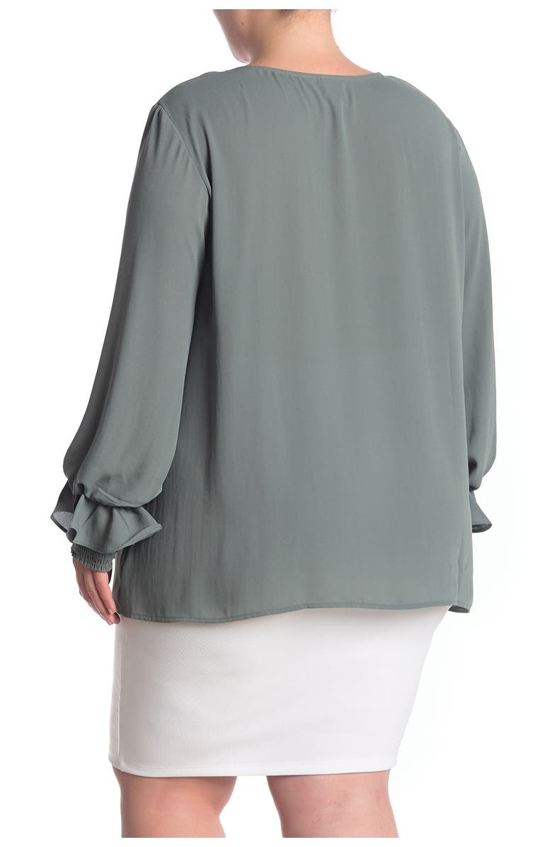 Pleione Smocked Ruffle Cuff Blouse, Alternate, color,