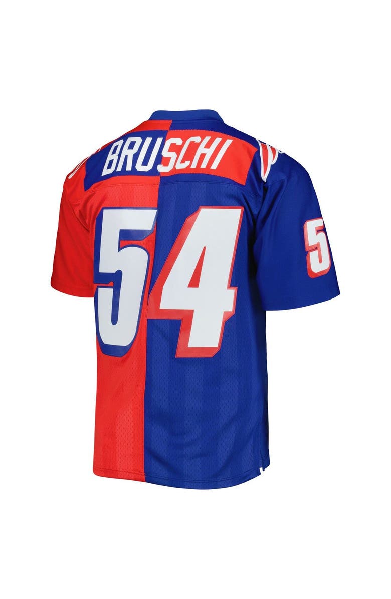 Mitchell & Ness Men's Mitchell & Ness Tedy Bruschi Royal/Red New England Patriots 1996 Split Legacy Replica Jersey, Alternate, color, 