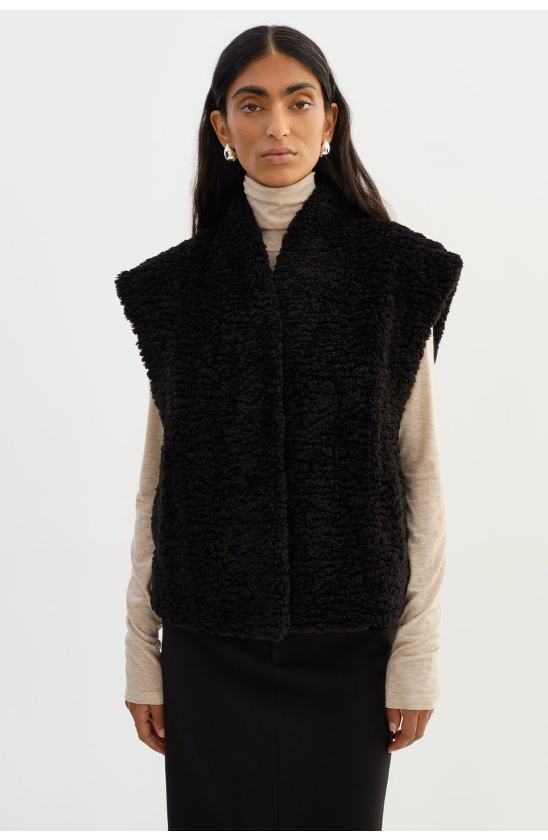 LAMARQUE Dua | Reversible Faux Fur Vest, Main, color, Black