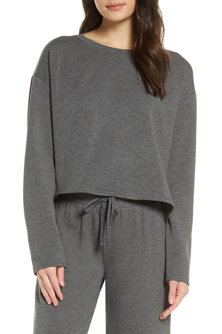 All Weekend Crop Sweatshirt, Main, color, DARK STEEL HEATHER