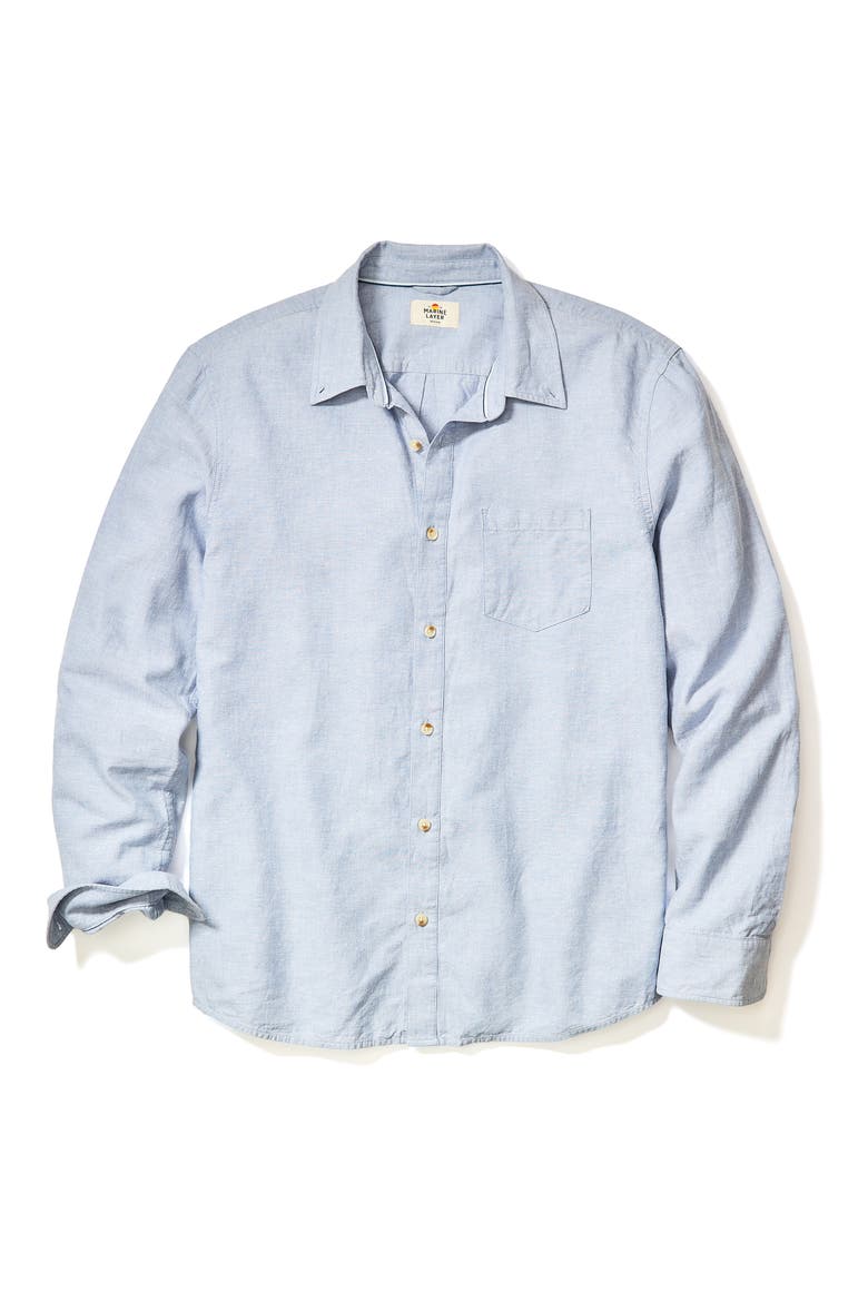 Better-than-Linen Hemp Blend Button-Down Shirt, Alternate, color, CHAMBRAY