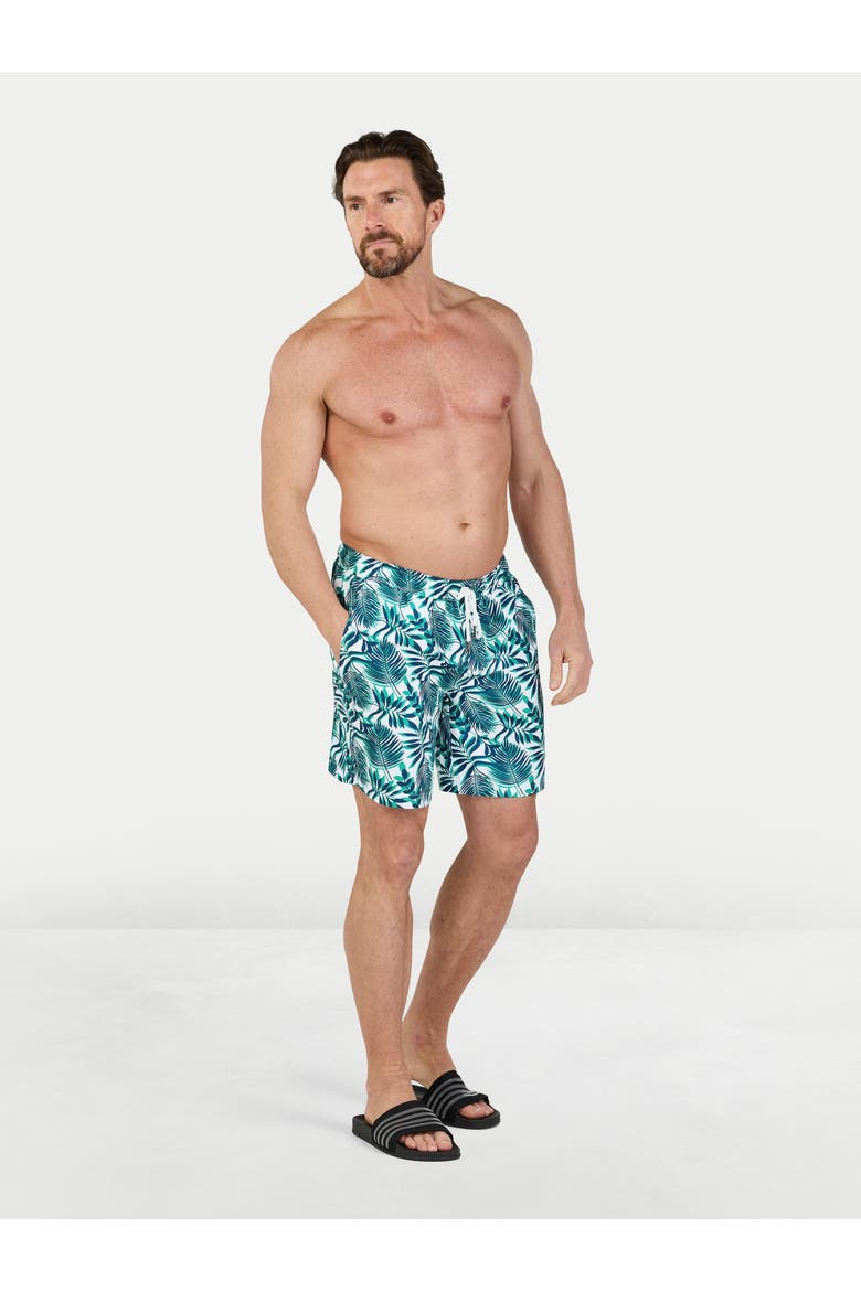 Hawaiian Printed Swim Shorts, Alternate, color, Green