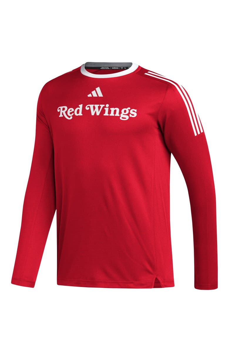 adidas Men's adidas Red Detroit Red Wings AEROREADY<sup>®</sup> Long Sleeve T-Shirt, Alternate, color, 
