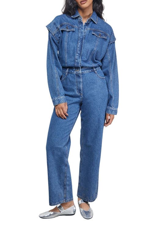 Warehouse Tony Denim Jumpsuit In Blue
