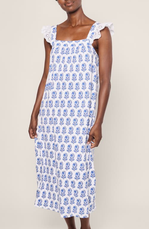 Petite Plume Clara Pima Cotton Nightgown In Blue