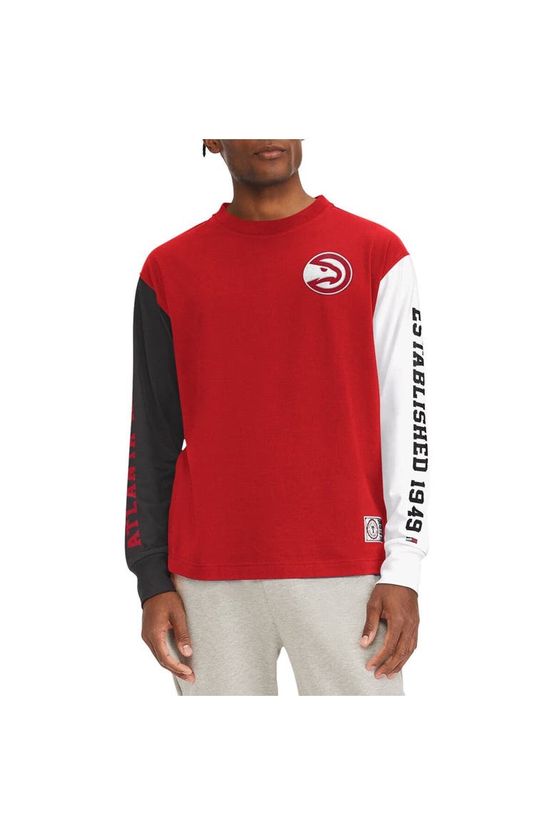 Men's Tommy Jeans Red Atlanta Hawks Richie Color Block Long Sleeve T-Shirt, Main, color, Red