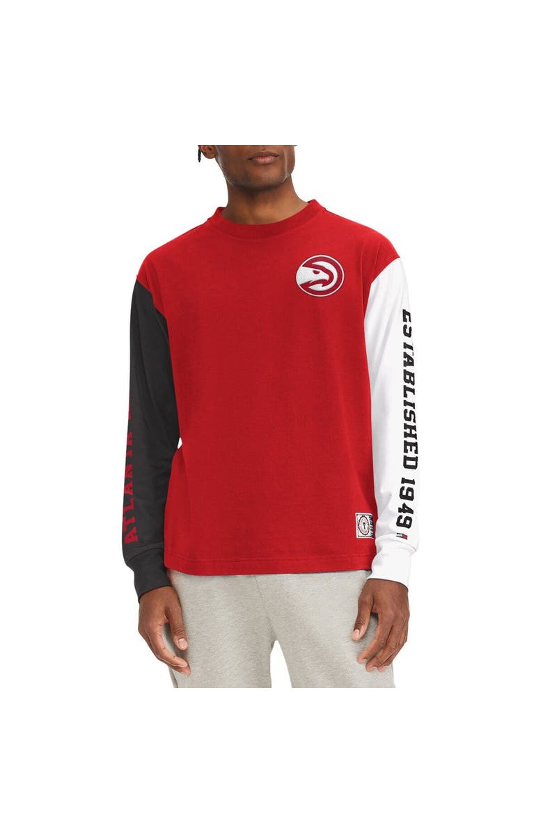 TOMMY JEANS Men's Tommy Jeans Red Atlanta Hawks Richie Color Block Long Sleeve T-Shirt, Main, color, Red