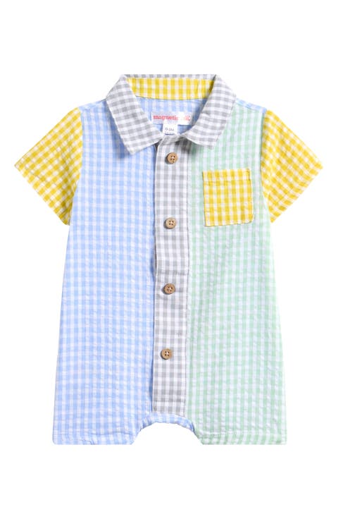 Kids' Colorblock Gingham Polo Romper (Baby)