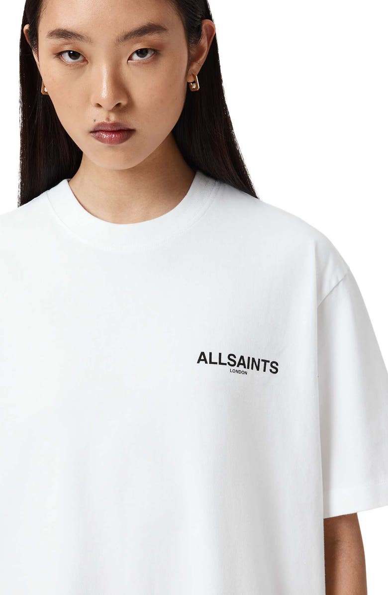 AllSaints Halis Graphic Print Cotton T-Shirt Dress, Alternate, color, White