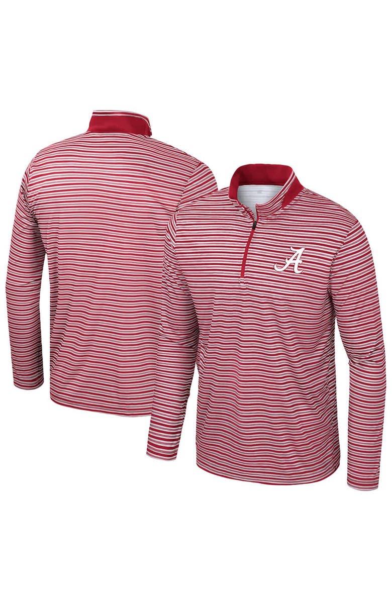 COLOSSEUM Men's Colosseum Crimson Alabama Crimson Tide Striped Quarter-Zip Top, Alternate, color, 