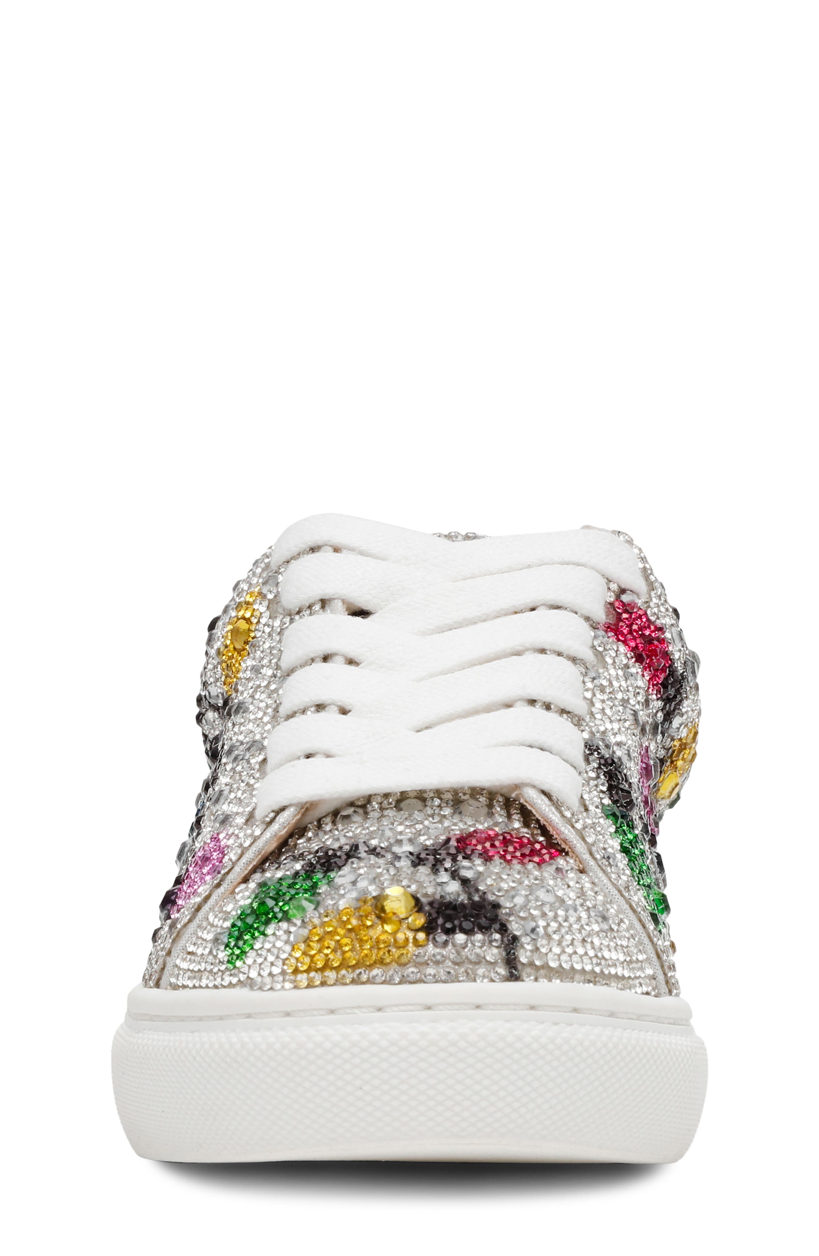 Betsey Johnson Sidny Crystal Sneaker, Alternate, color, Multi Lights