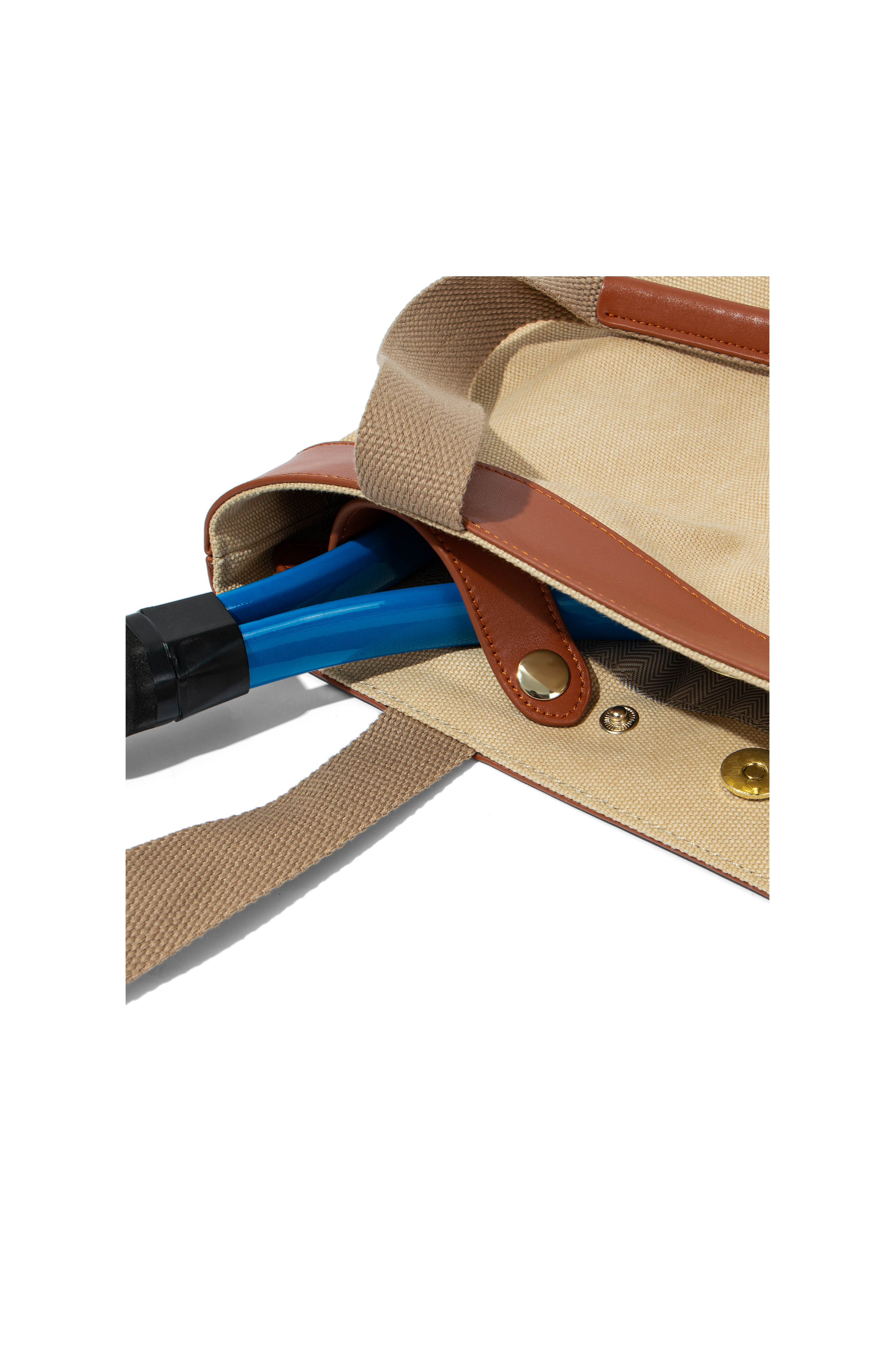 JURGI Everything Tote in Canvas and Leather, Alternate, color, Beige