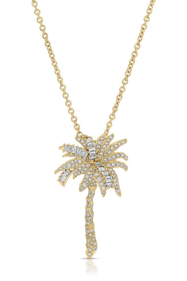 Palm Tree 18k Gold Diamond Pendant Necklace, Main, color, 18K YELLOW GOLD