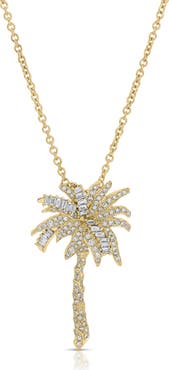 Anita Ko Palm Tree 18k Gold Diamond Pendant Necklace