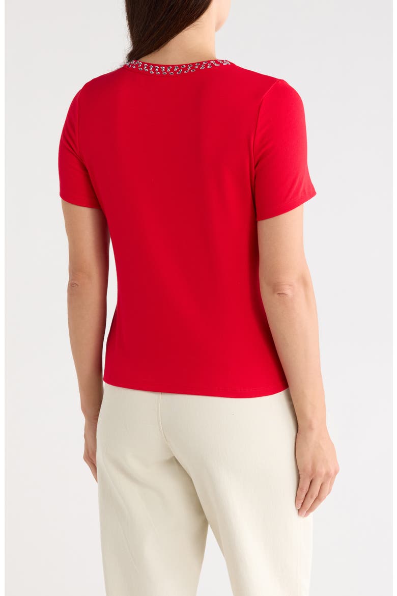 Embellished Neck Crew T-Shirt, Alternate, color, CABERNET RED
