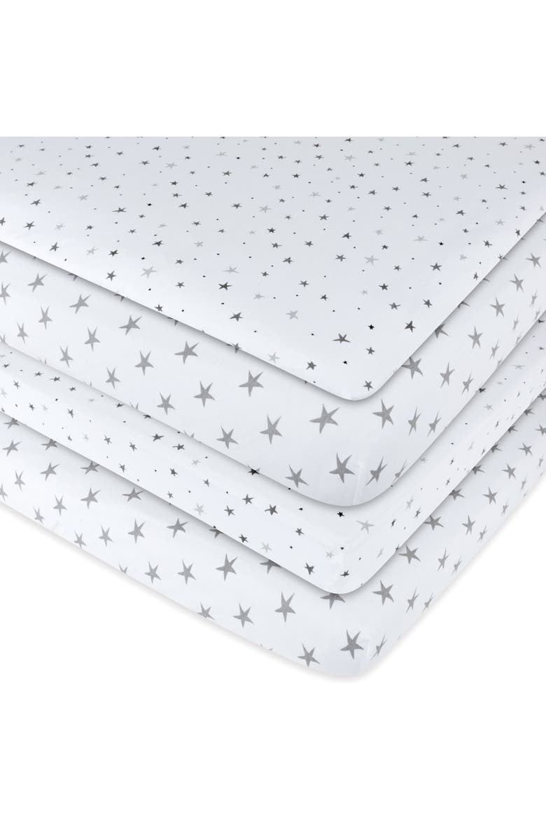 Baby Fitted Waterproof Pack N Play | Mini Portable Crib Sheet Set 2 Packs, Alternate, color, Grey Stars