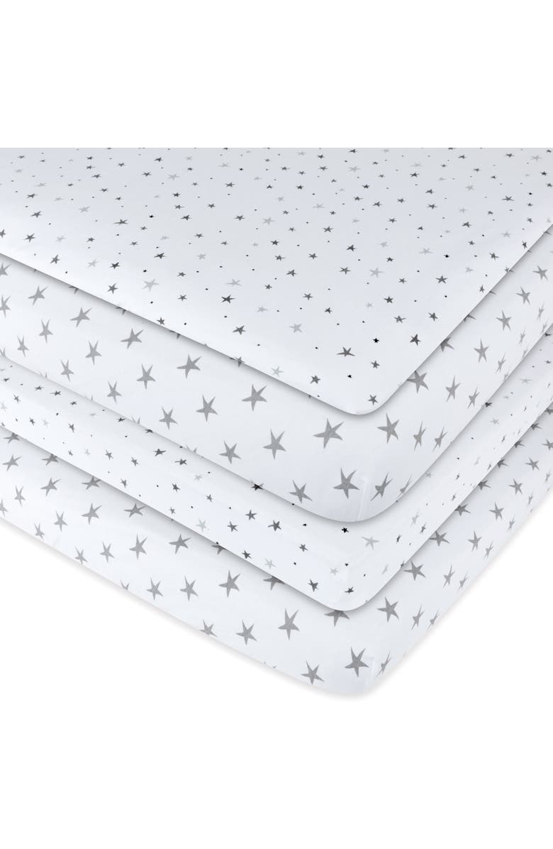 Ely's & Co. Baby Fitted Waterproof Pack N Play | Mini Portable Crib Sheet Set 2 Packs, Alternate, color, Grey Stars