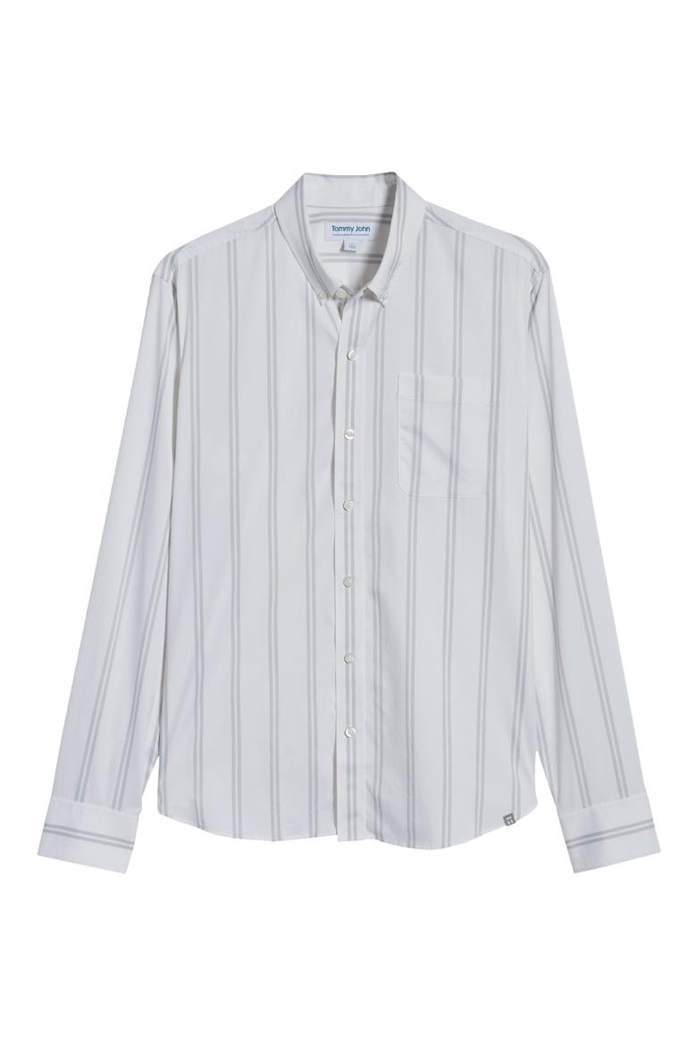 Go Anywhere Stripe Button-Up Performance Shirt, Alternate, color, DOUBLE STRIPE- WHITE/ GRIFFIN