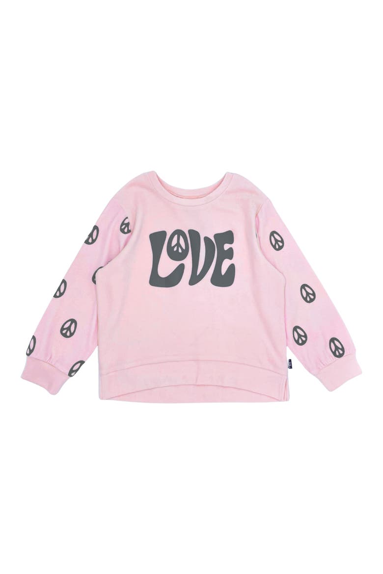 Peace & Love Hacci Knit Graphic Sweatshirt, Main, color, PINK