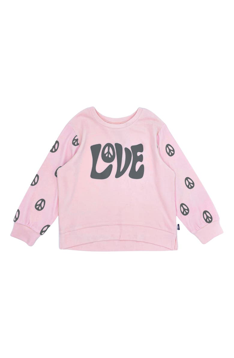 Feather 4 Arrow Peace & Love Hacci Knit Graphic Sweatshirt, Main, color, 