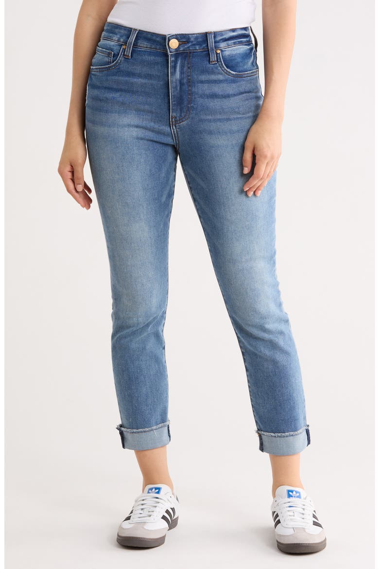Frayed Crop Slim Straight Leg Jeans, Main, color, GLOBAL W/ MEDIUM