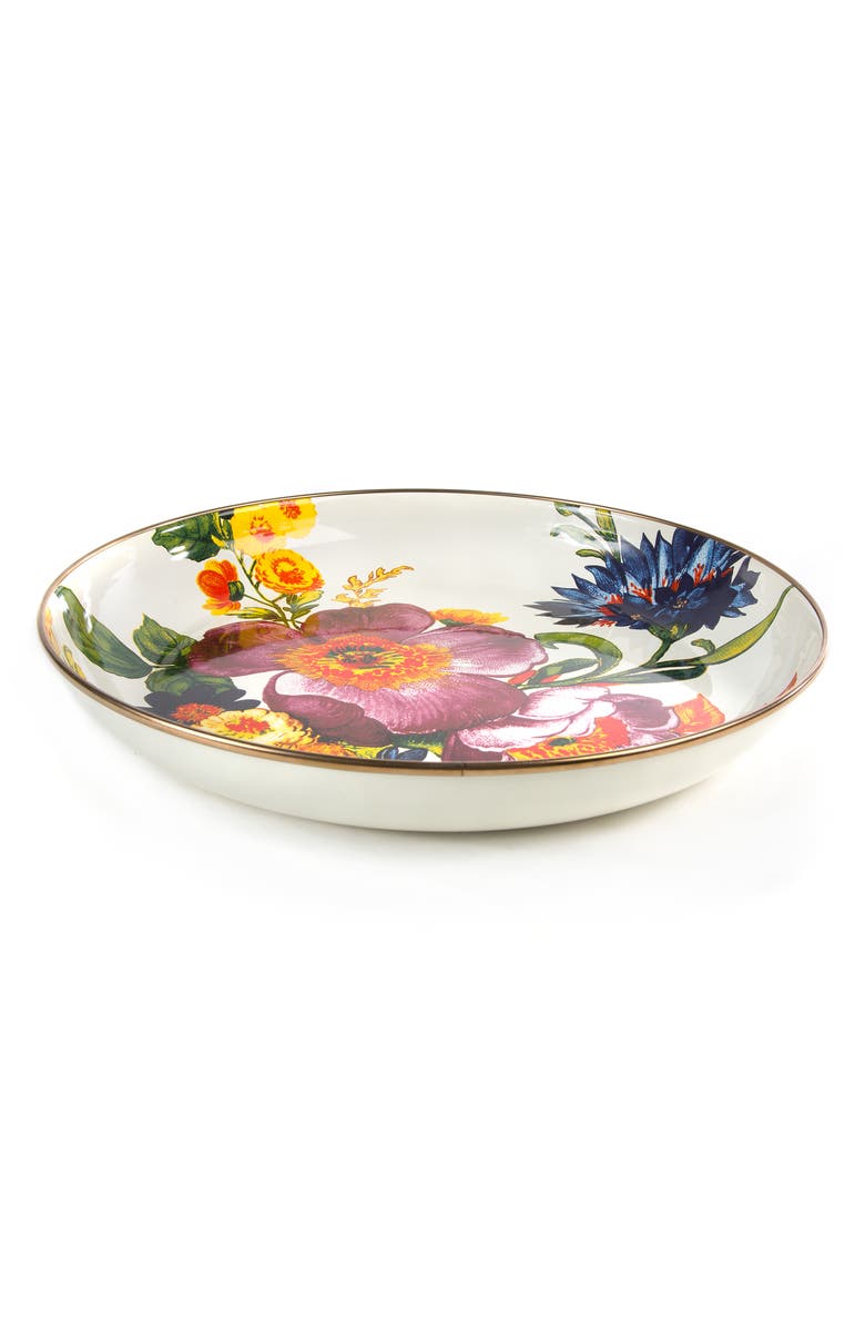 MACKENZIE CHILDS Flower Market Enameled Steel Abundant Bowl, Main, color, White Multi