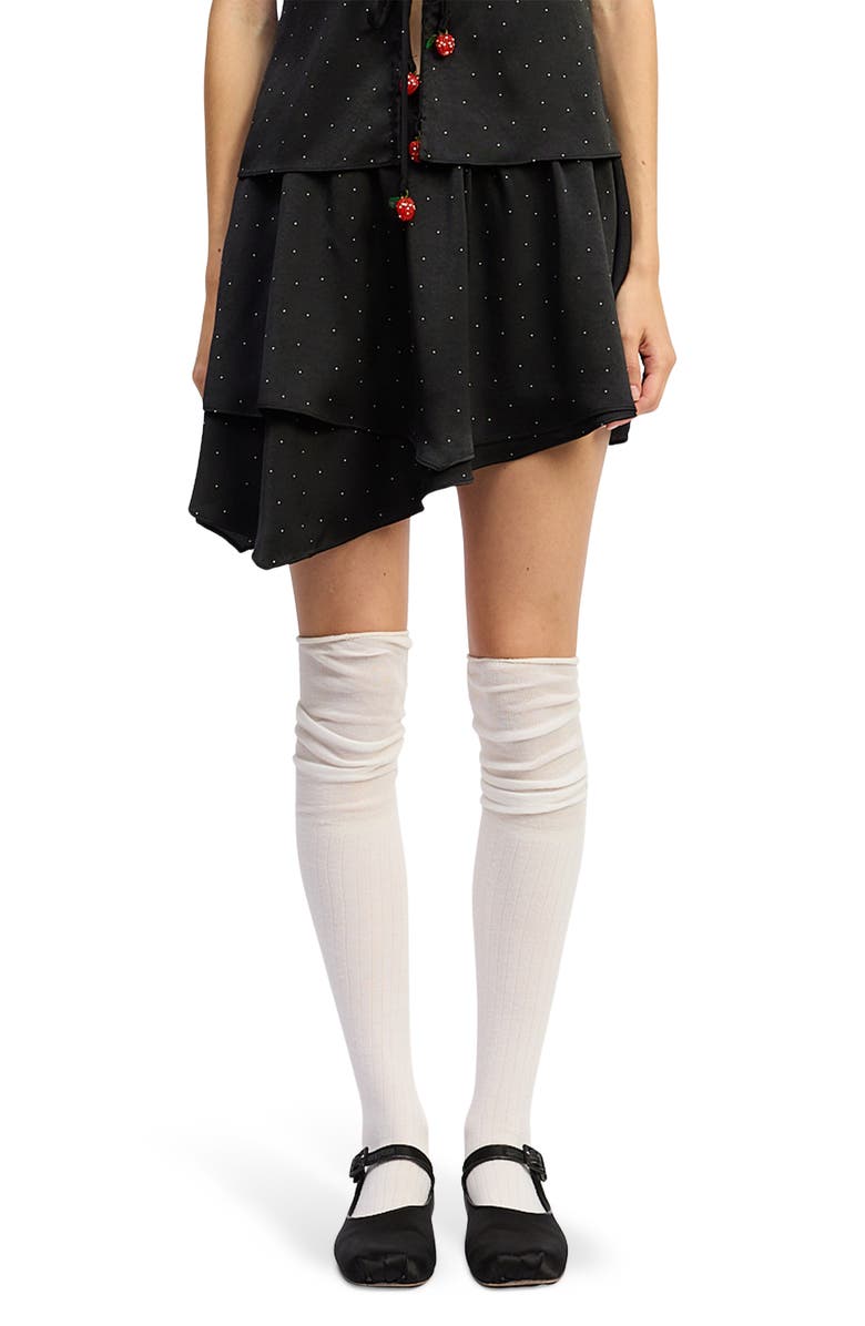 JACQUIE THE LABEL Tegan Dot Asymmetric Miniskirt, Main, color, 