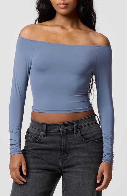 Florence By Mills Off The Shoulder Crop Top In Blue