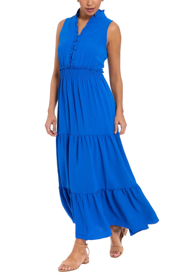Ruffled Smocked Tiered Maxi Dress, Alternate, color, LAPIS