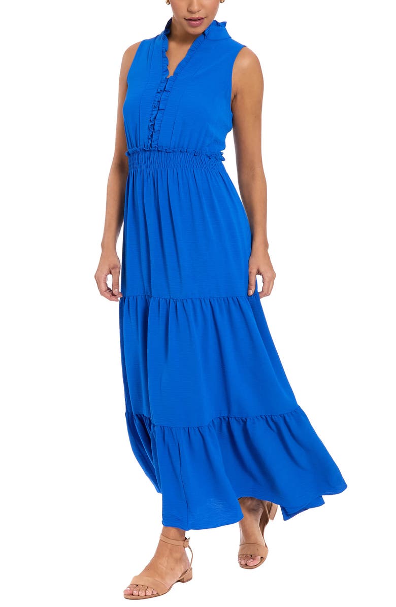 London Times Ruffled Smocked Tiered Maxi Dress, Alternate, color, 