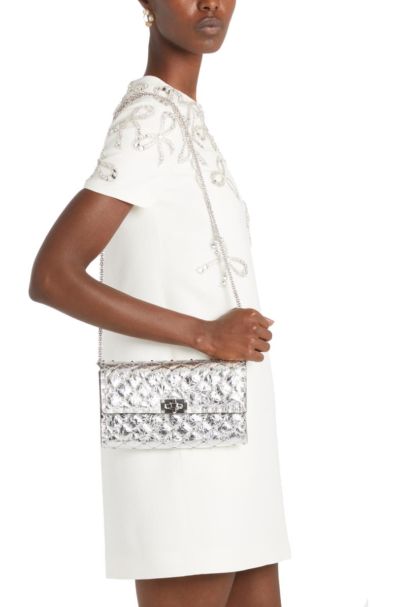 Valentino Garavani Small Rockstud Spike Leather Shoulder Bag, Alternate, color,