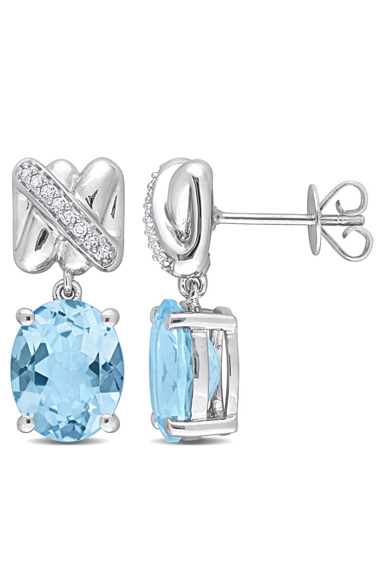 Julianna B. Gemstone 
Diamond Oval Drop Earrings 14k, Main, color, Topaz/White Gold