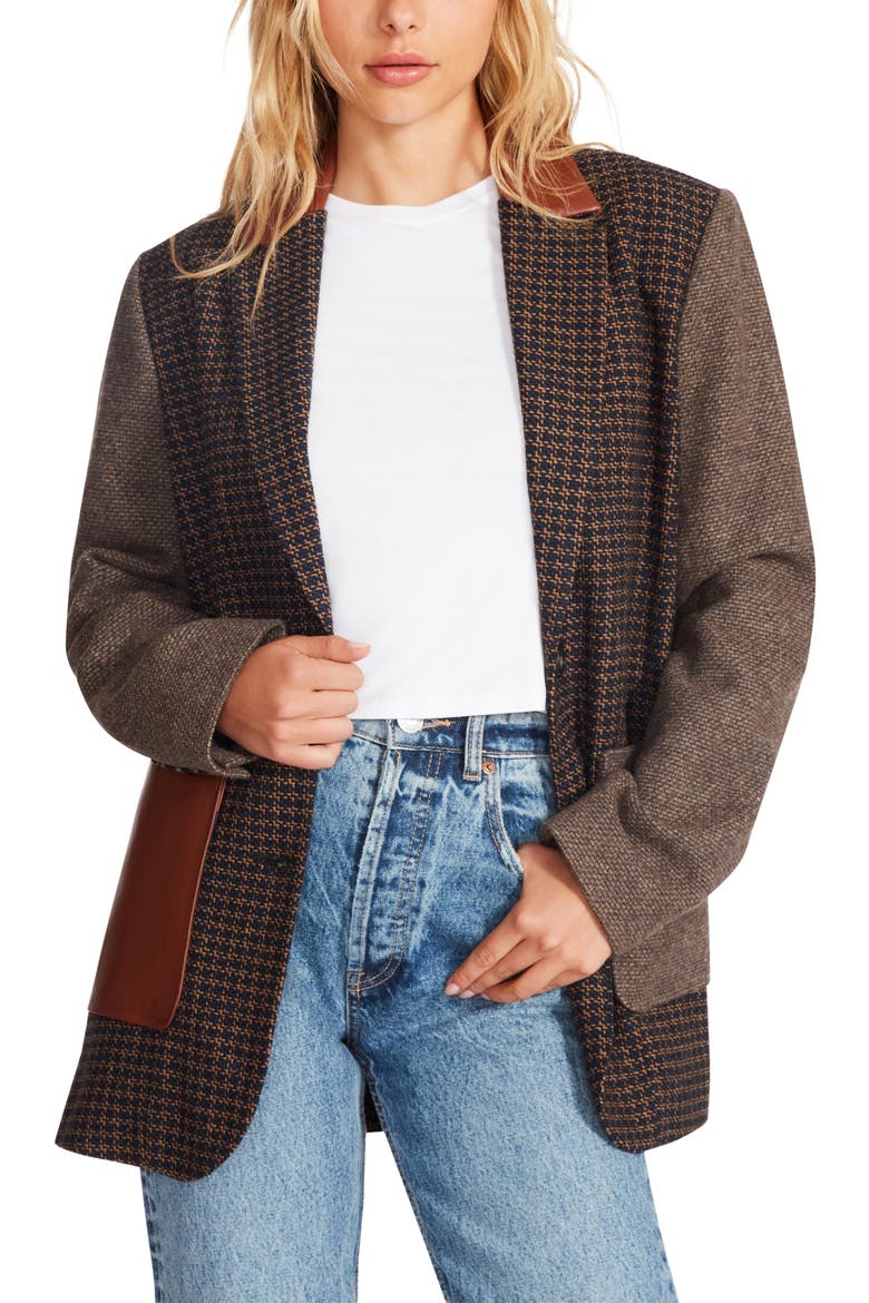 Kelly Mixed Media Blazer, Main, color, PEACOAT NAVY